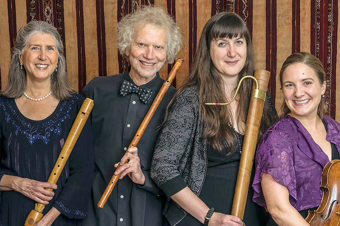 Performers on Saturday are, from left, Vicki Boeckman (renaissance recorders), Jeffrey Cohan (renaissance transverse flute) , Anna Marsh (renaissance bassoon) and Lindsey Strand-Polyak (viola).