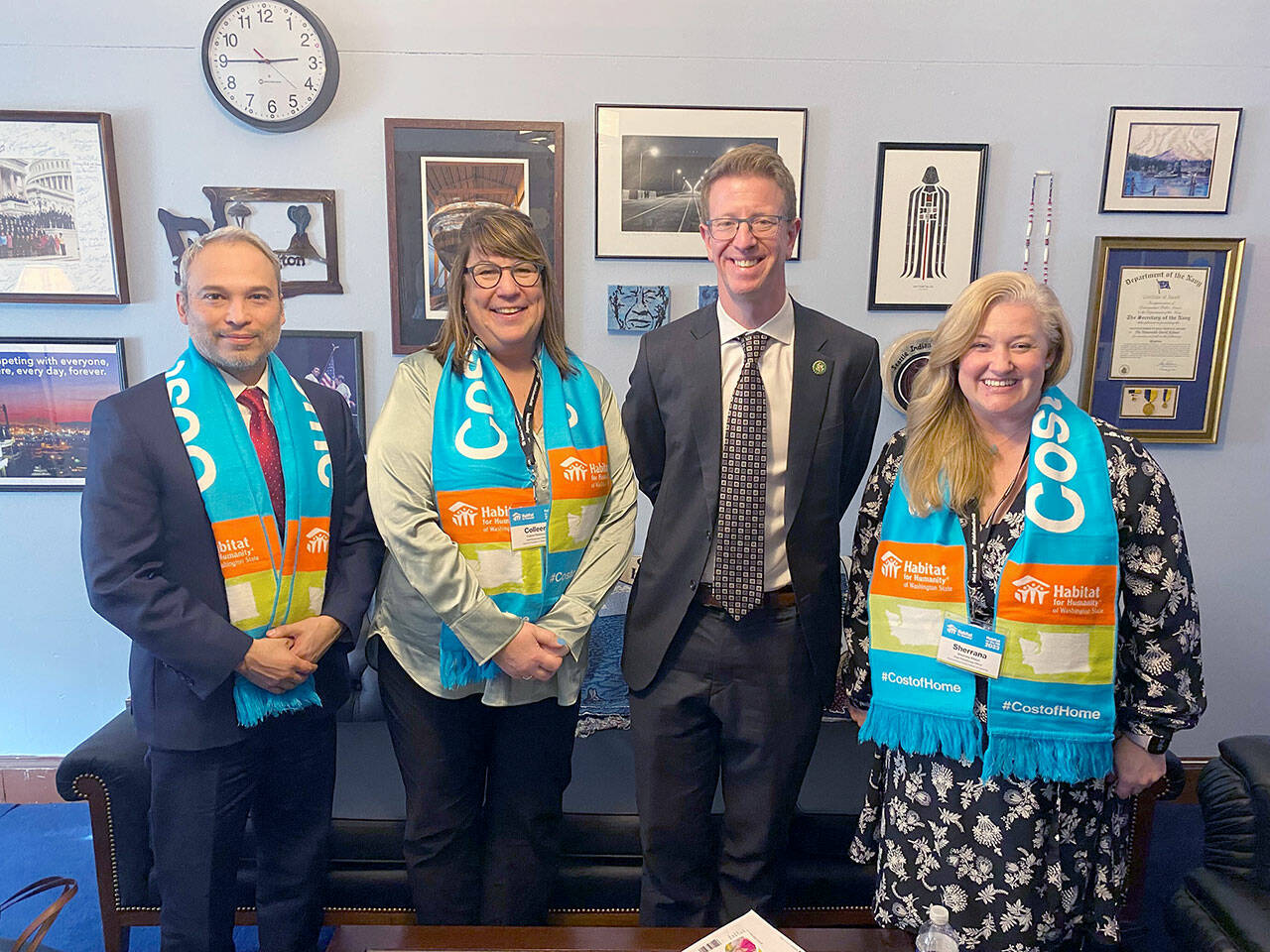 Pictured, left to right, are Mark Hodgson, Habitat for Humanity of Clallam County board vice president; Colleen Robinson, Habitat for Humanity of Clallam County CEO; U.S. Rep. Derek Kilmer; and Sherrana Kildun, from Tacoma/Pierce County Habitat for Humanity.