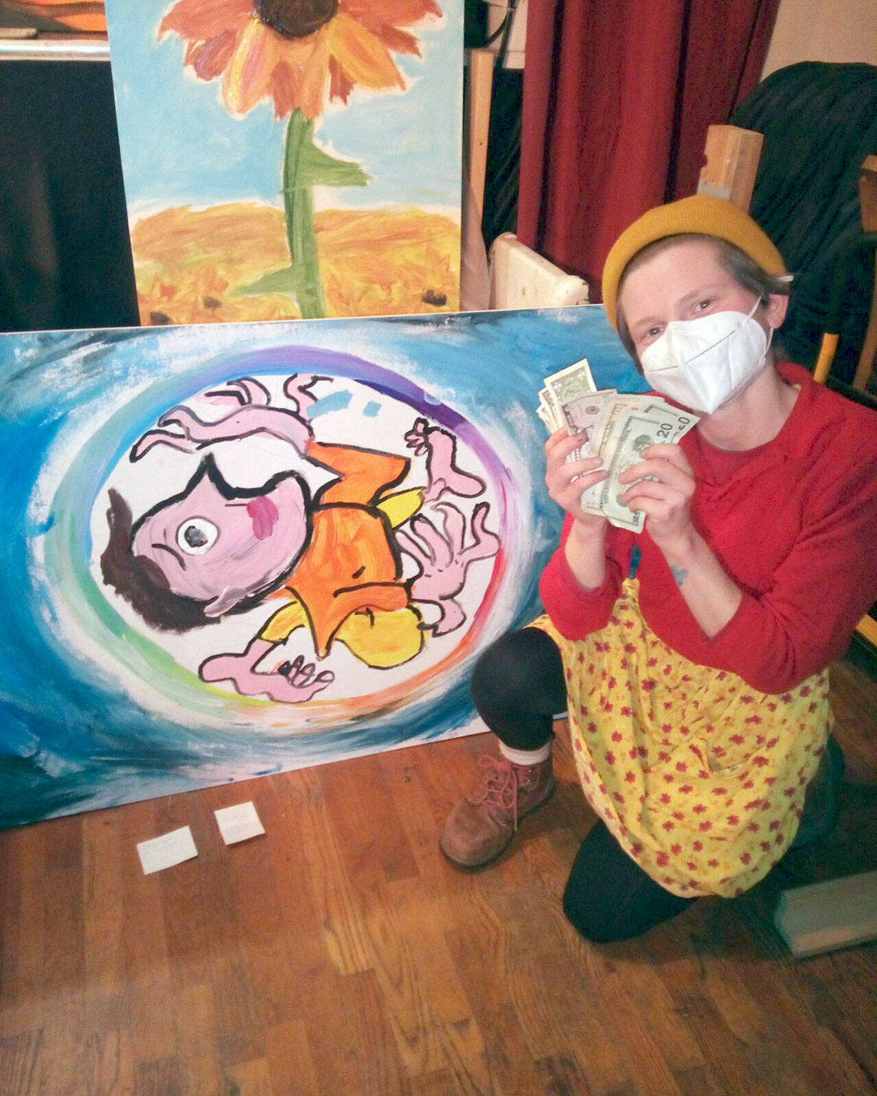 The 2022 winner, Otto Younker, is pictured with her creation and prize. (photo courtesy of Sarah Tucker)