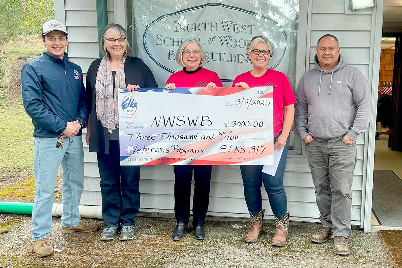 Pictured, from left to right, are Antonio Romero, Betsy Davis, Rita Frangione, Shirlee Beck and Cliff Barcelo.

Photo courtesy of the Northwest School of Wooden Boatbuilding