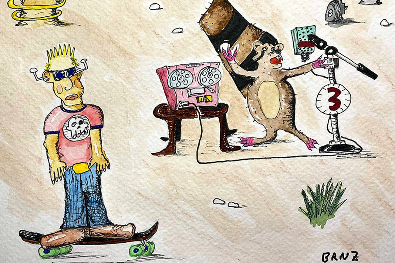 Musician Danny Barnes will debut his visual art Friday, March 31, at the Northwind Art Grover Gallery in Port Townsend. He's named his show "My World Wipe Your Feet."  image courtesy of Danny Barnes