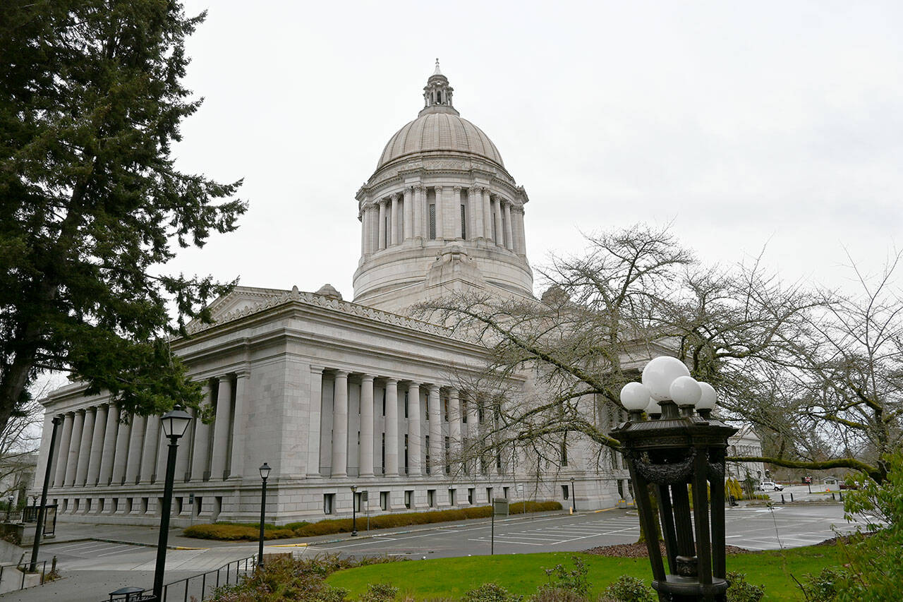 Friday was Day 75 of the 105-day legislative session at the state Capitol as lawmakers reviewed bills for a Wednesday deadline. (Paul Gottlieb/For Peninsula Daily News)