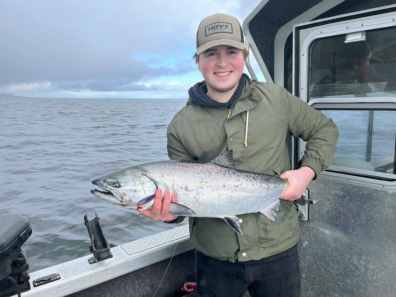 Mitchell Nunnally caught this 14.6-pound blackmouth off Sekiu while using a Flutter King spoon in the Husky Fever finish last Saturday.