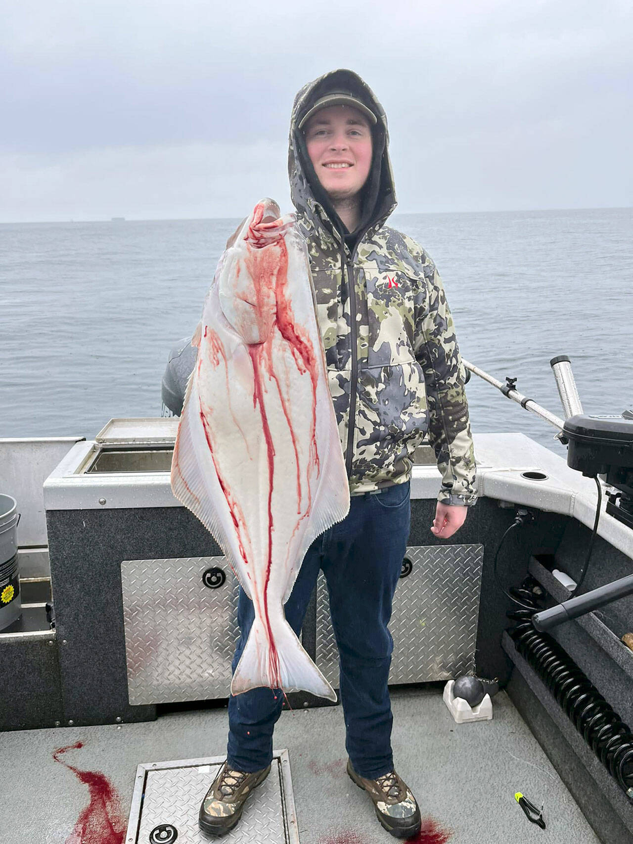 April halibut catches have been on the smaller side but Mitchell Nunnally found success with this specimen caught while fishing in 230 to 280-feet of water off of Sekiu last Saturday.