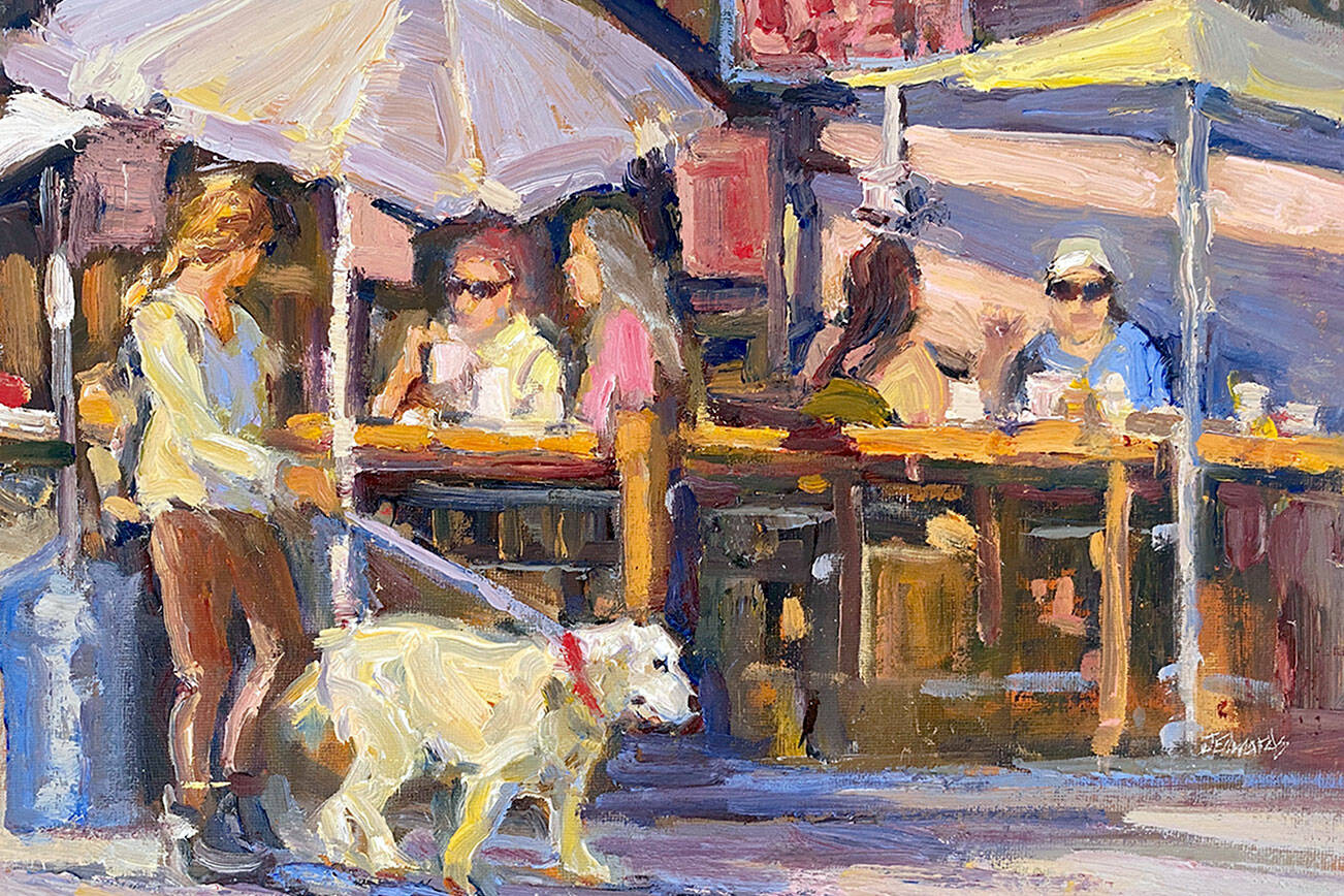 “Noon Stroll” by Jeanne Edwards of Port Angeles is among the new pieces in “Showcase in Bloom,” the celebration of local artists at Northwind Art’s Jeanette Best Gallery in Port Townsend. The new exhibition opens this week and continues through May. (Northwind Art)