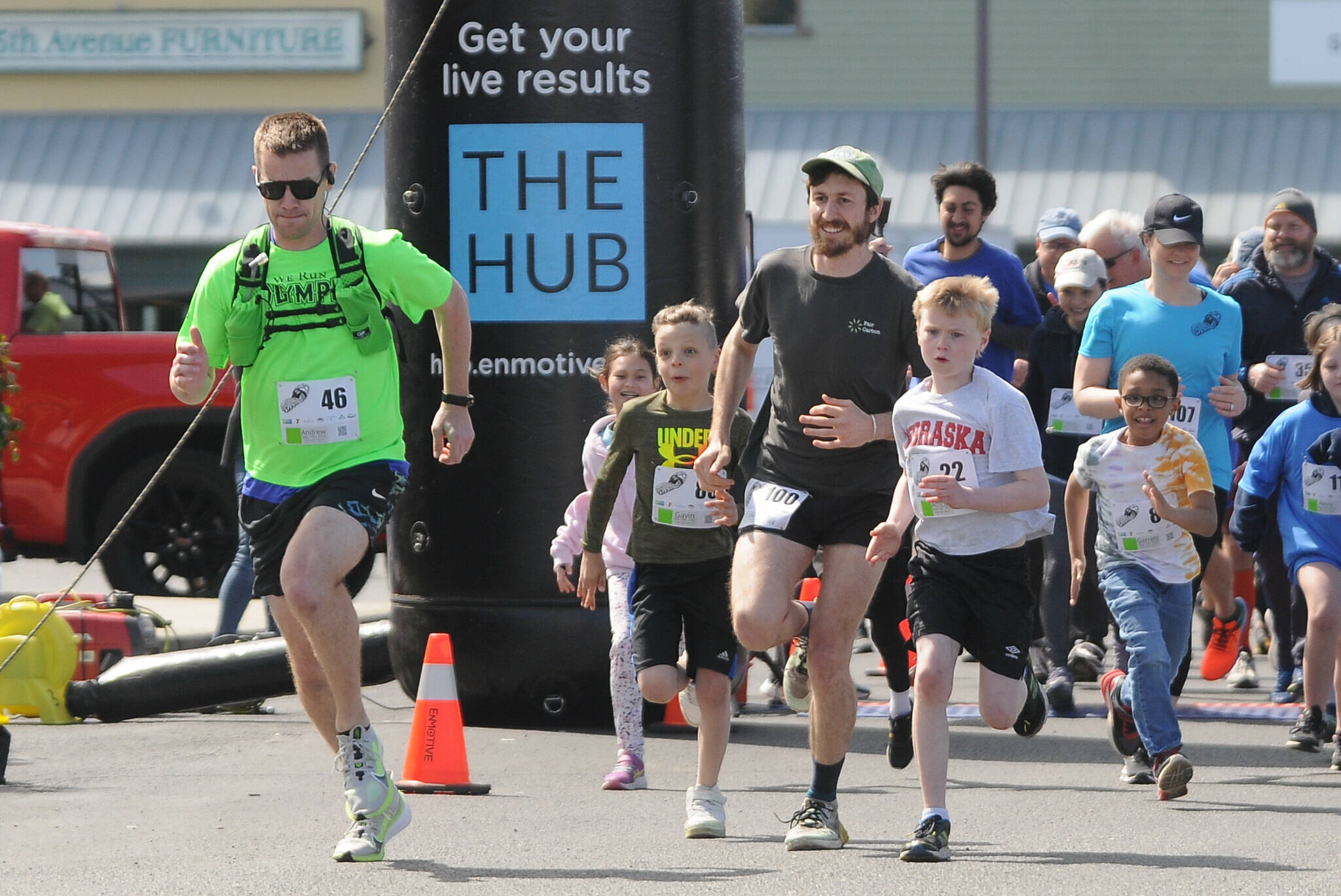 Runners take off from the 2022 Irrigation Festival Fun Run. This year, the festival features 1 mile and 5K races on Saturday in Carrie Blake Community Park, and a half marathon on Sunday, starting at Troll Haven Bandy Farm in Gardiner and finishing at the park. (Michael Dashiell/Olympic Peninsula News Group)