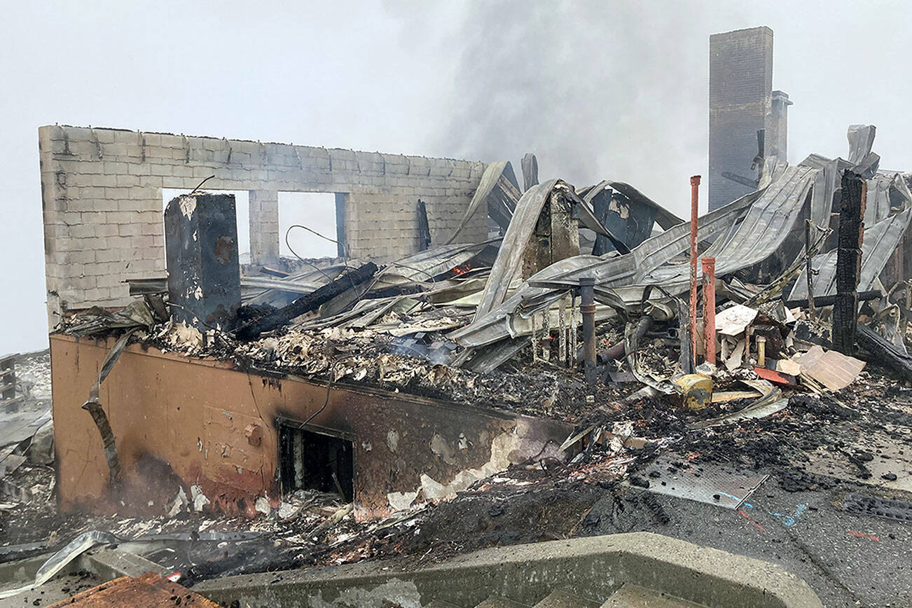 The remains of Hurricane Ridge Day Lodge were to be examined by fire investigators. (National Park Service)
