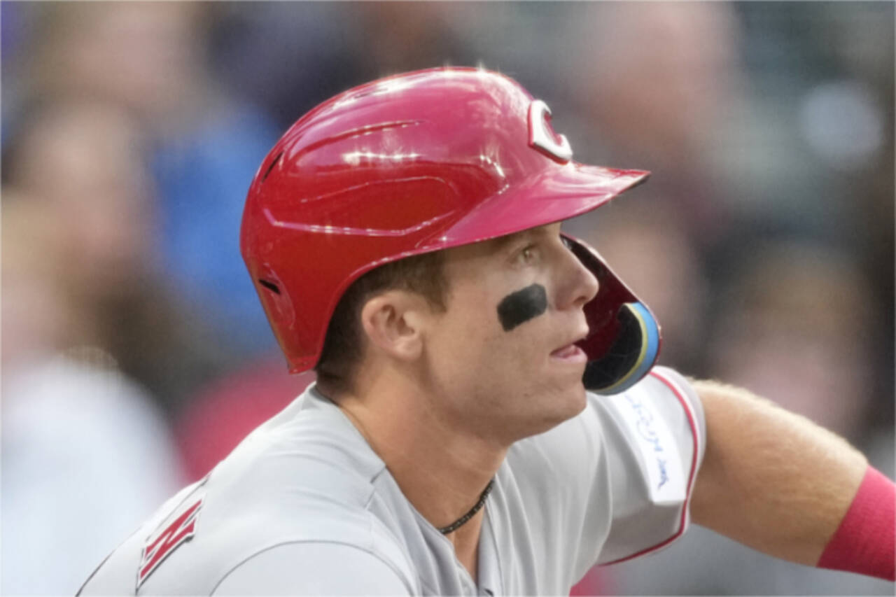 Cincinnati Reds shortstop Matt McLain (9) in the third inning of a baseball game Monday in Denver. (David Zalubowski/The Associated Press)