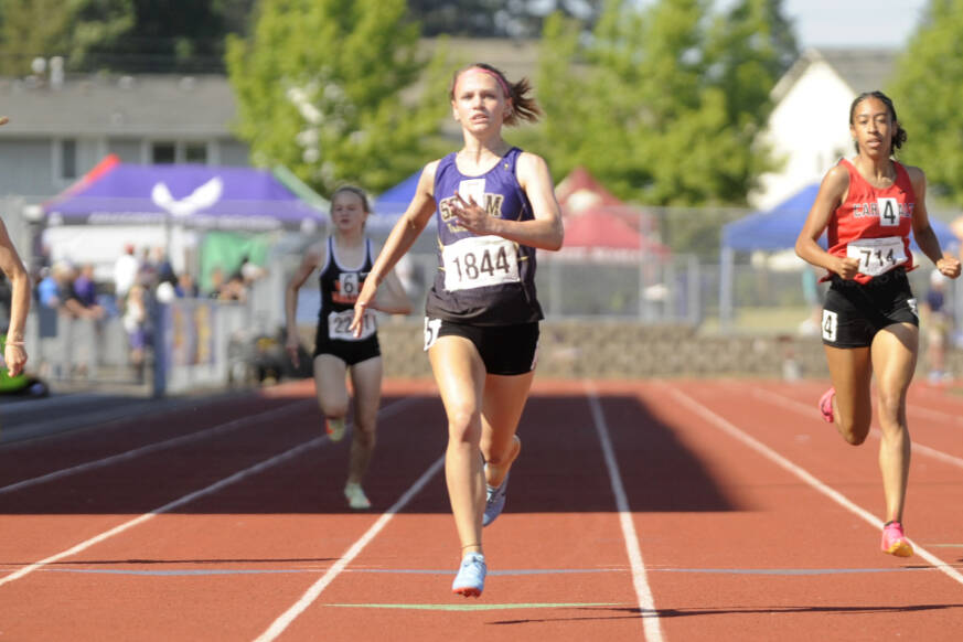Sequim's Ivy Barrett finished second in the finals of the 400-meter run at the 2A state track and field championships held at Mount Tahoma High School in Tacoma. (Michael Dashiell/Olympic Peninsula News Group)
