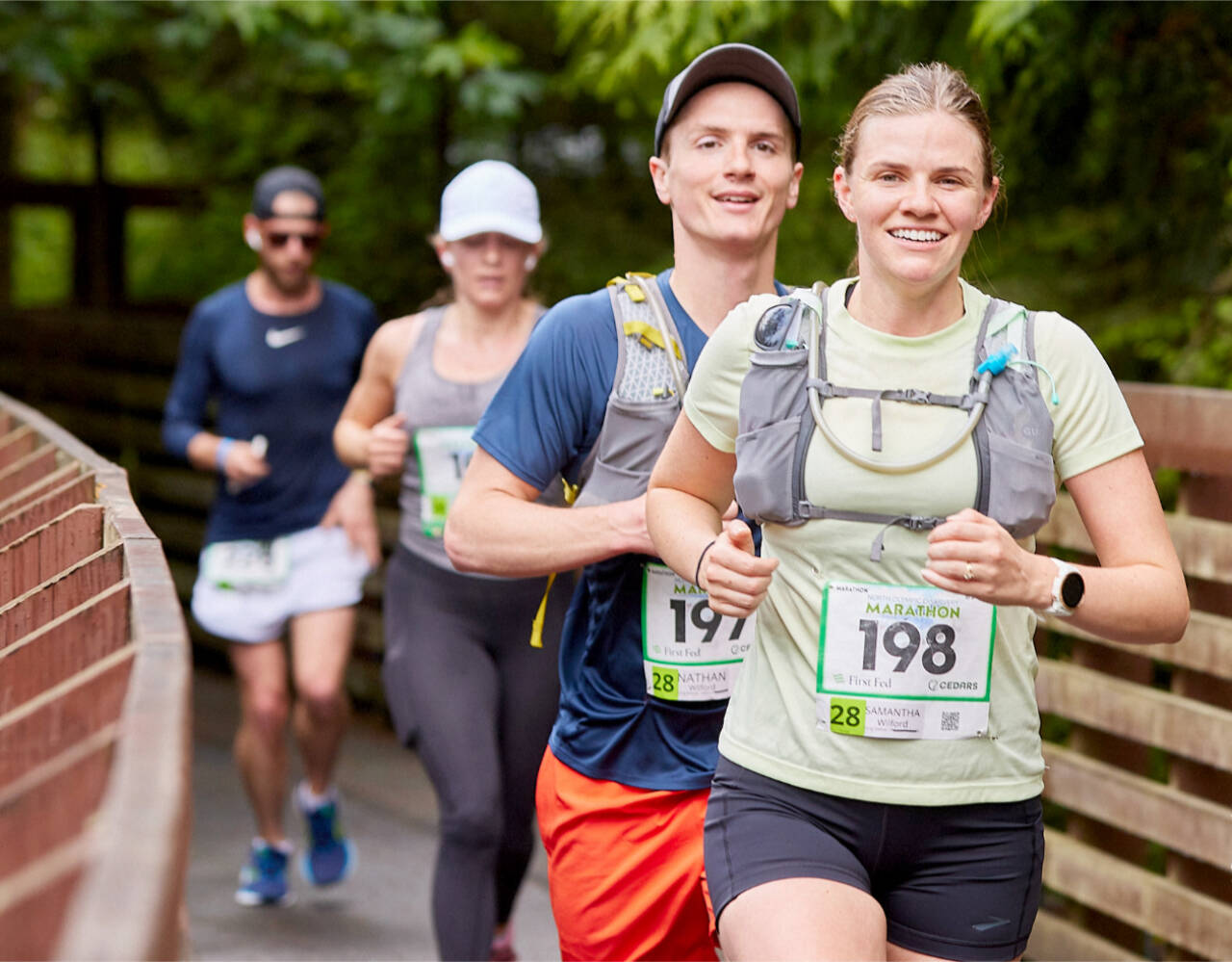 Samantha and Nathan Wilford of Brier run in the 2022 North Olympic Discovery Marathon. The marathon returns Sunday between Blyn and Port Angeles with 5K, 10K and the kids marathon Saturday in Port Angeles. (Cascadia Films)