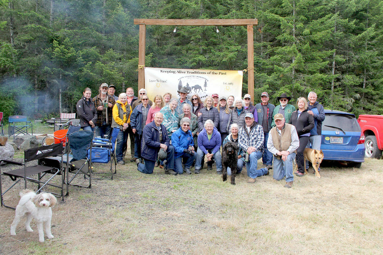 Members of the Peninsula Chapter of Back Country Horseman gathered at Miller Peninsula State Park for a pre-ride breakfast before hitting the trails for its annual Rhody Ride. (Karen Griffiths/for Peninsula Daily News)