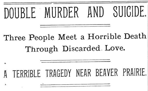Headline of a newspaper from 1896 about the Washington murders. (PHOTO PROVIDED BY JOHN MCNUTT)