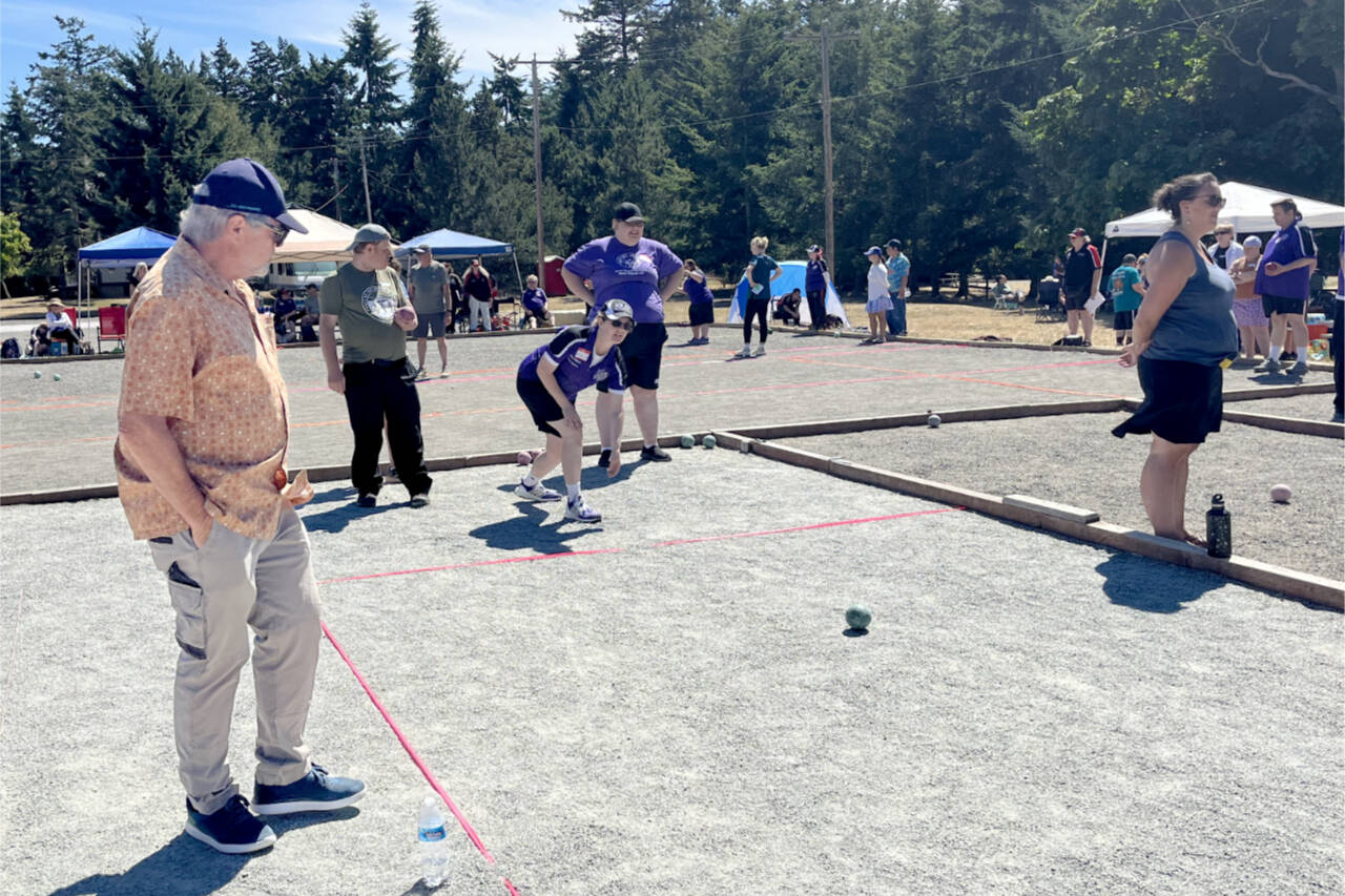 Competitors participate in a Special Olympics bocce jamboree held Saturday at Fort Worden in Port Townsend.