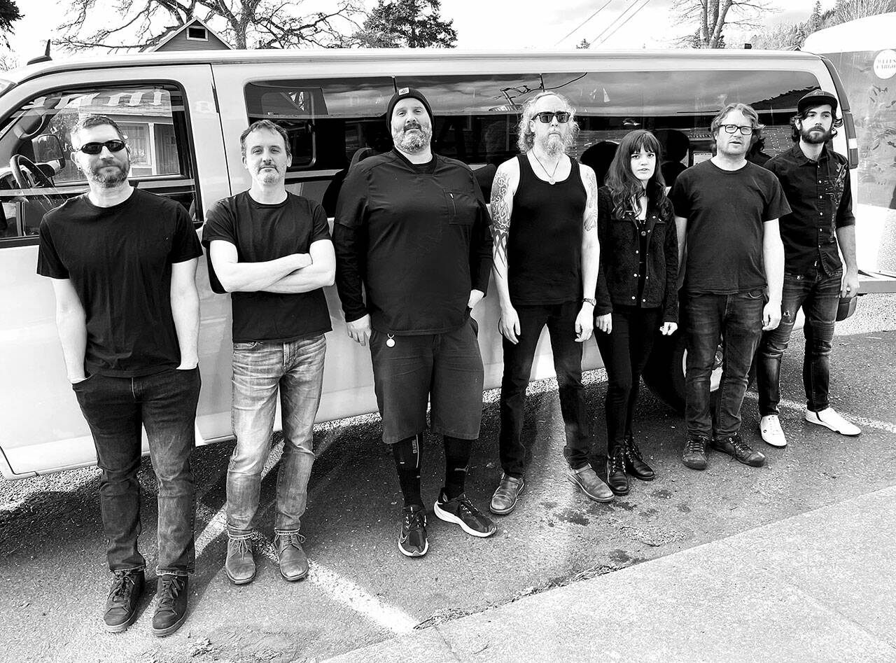 Pigs on the Wing is, from left, Eric Welder (bass / vocals); Matt Jones ( keys / vocals); Bryan Fairfield ( drums); Dave Lindenbaum ( guitar / vocals); Holly Brooks ( vocals); Jason Baker ( guitar / vocals); Matt Sulikowski (sax).