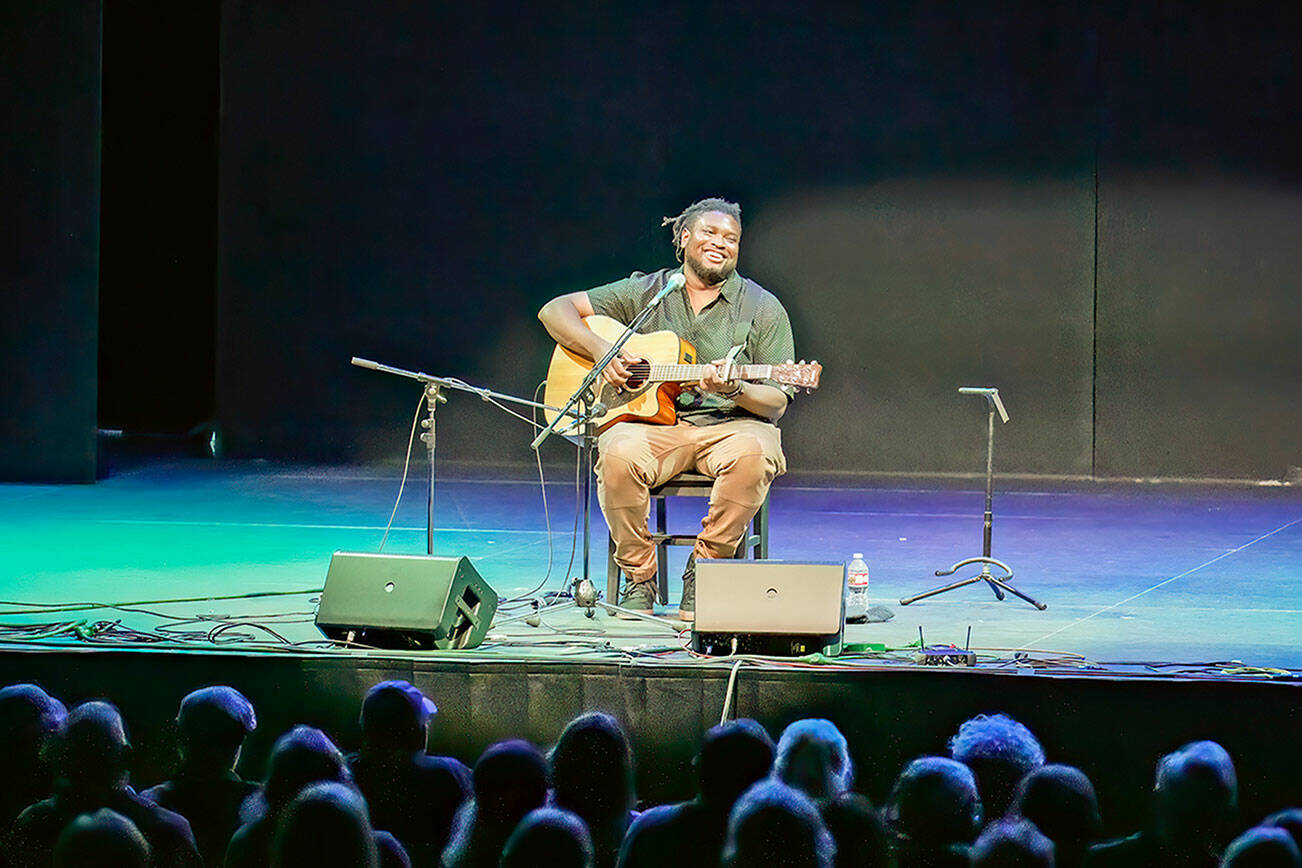 Steve Mullensky/for Peninsula Daily News 

Port Townsend’s Centrum Acoustic Blues Festival presented Justin Golden as an opening act for special  guest Bobby Rush in a solo acoustic concert on Wednesday at McCurdy Pavilion at Fort Worden State Park. Rush joined the Acoustic Blues artist faculty on Tuesday to teach a harmonica clinic during the 2023 Acoustic Blues Workshop and to tell stories to the registered participants of the workshop. The festival continues today with the Acoustic Blues Showcase at 1:30 p.m. and Saturday Blues in the Clubs at 6:30 p.m. For more information, see https://centrum.org/events-calendar.