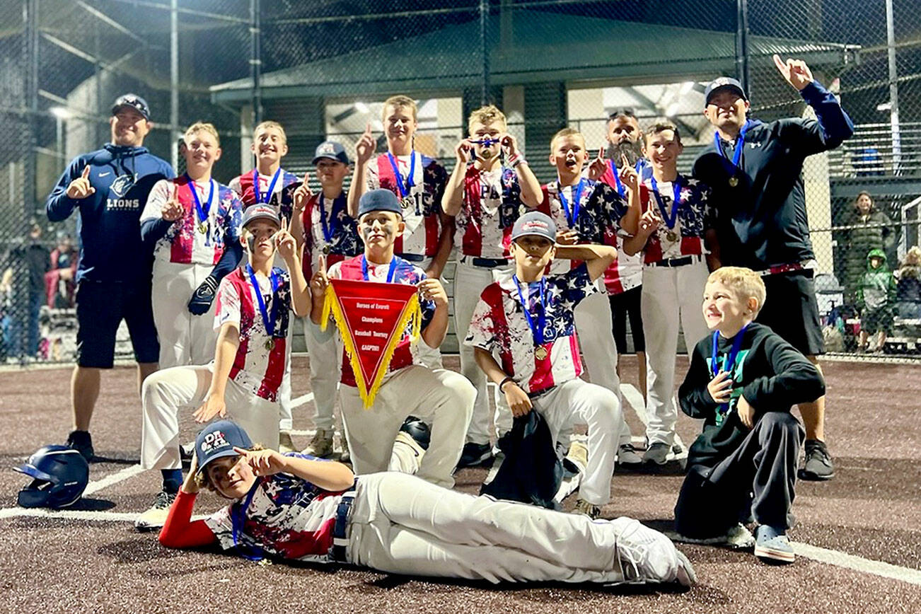 The Port Angeles 12U baseball team beat a number of Seattle-area select squads to win The Love of the Game Tournament held July 29-30 at Everett's Phil Johnson Field. 
Team members are Morgan Evans, Peyton Strohauer, Boe Horejsi, Kaden Miller, Logan Botero, Noah Johnstad, Wyatt Bruch, Brayden Scott, Wyatt Bruch, Asher Irvine, Landon Eastman, Hudson Naman and Brayden Scott.