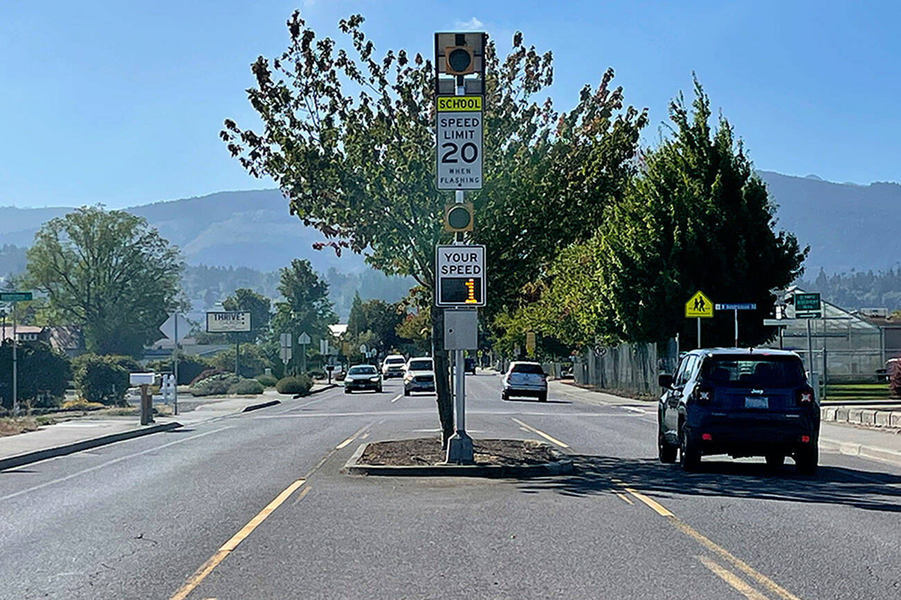 Lakeside Industries will pave about a half-mile stretch of North Sequim Avenue on weekday nights for three weeks starting Wednesday. (Matthew Nash/Olympic Peninsula News Group)
