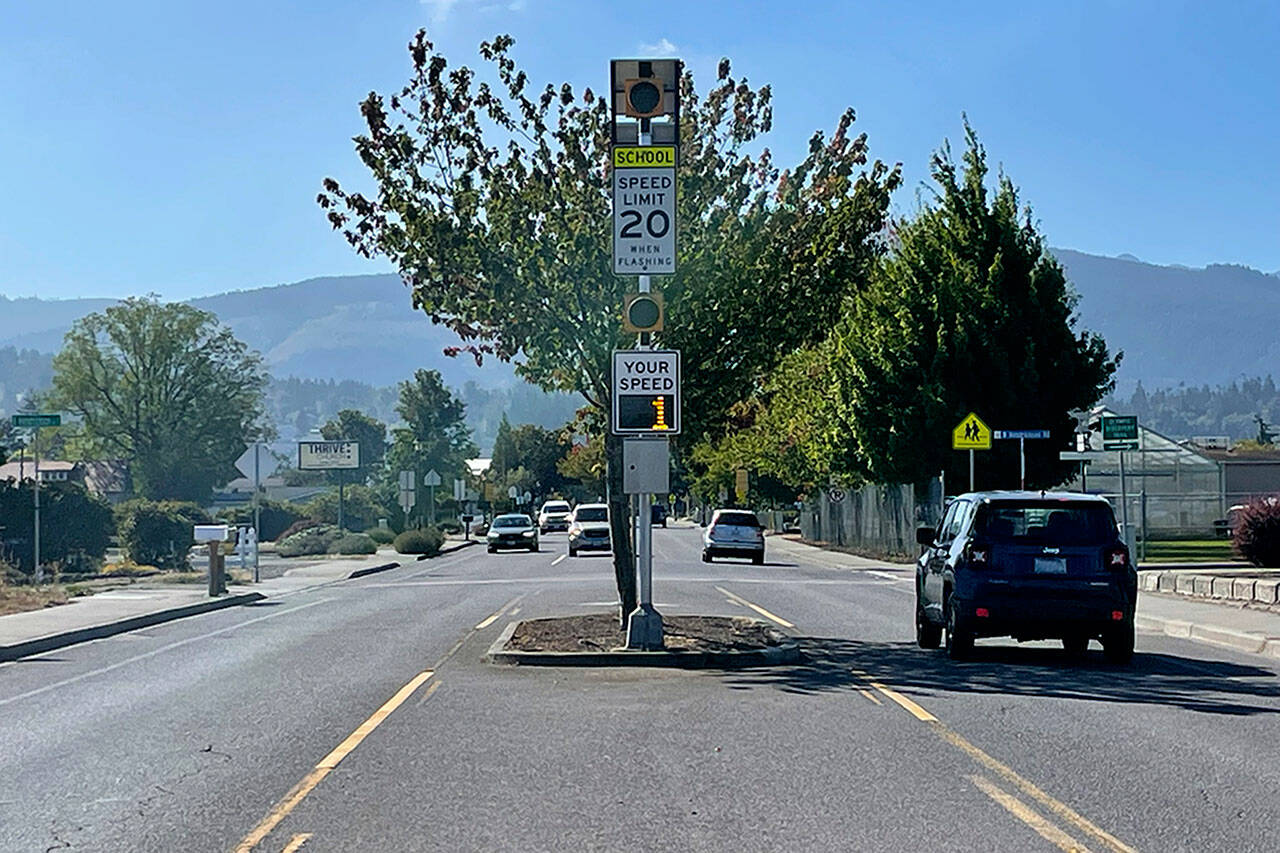 Lakeside Industries will pave about a half-mile stretch of North Sequim Avenue on weekday nights for three weeks starting Wednesday. (Matthew Nash/Olympic Peninsula News Group)