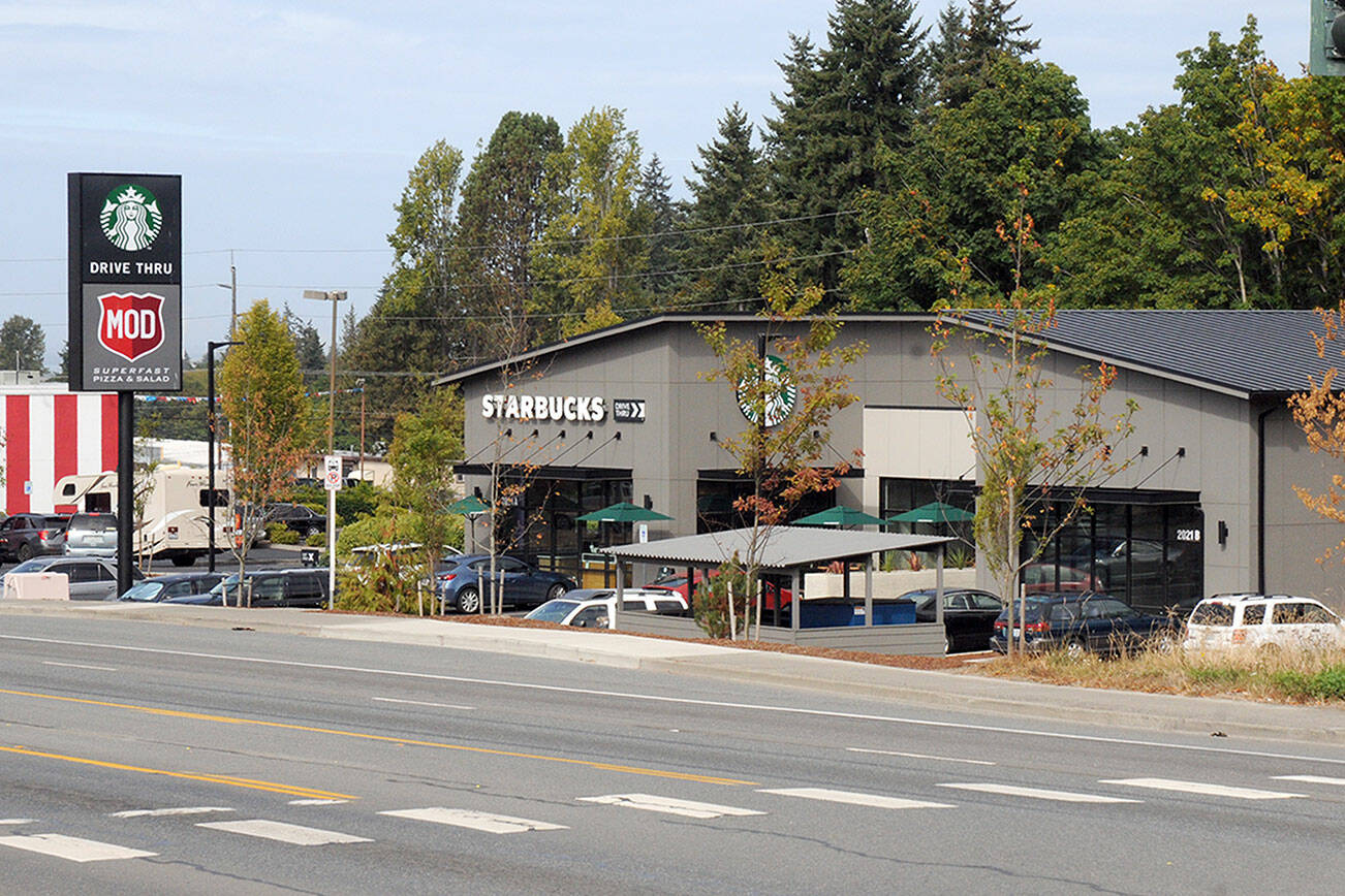The MOD Pizza planned next to the recently opened Starbucks at South Del Guzzi Drive and East Front Street won’t be open until 2024, according to the property owner. (Keith Thorpe/Peninsula Daily News)