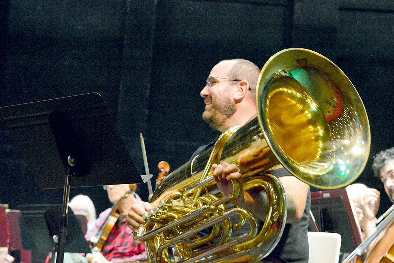 Tyler Benedict stars in “Tubby the Tuba,” a story that’s part of the Port Angeles Symphony’s Family Pops performances on Saturday. (Diane Urbani de la Paz/For Peninsula Daily News)