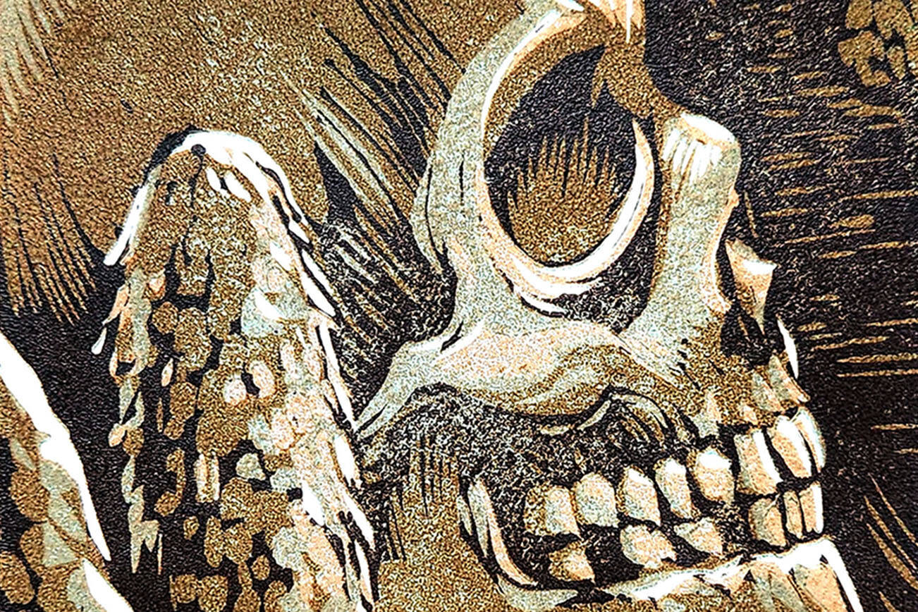 Nathan Shields' Inky Caps block prints are on view at Habor Art Gallery.