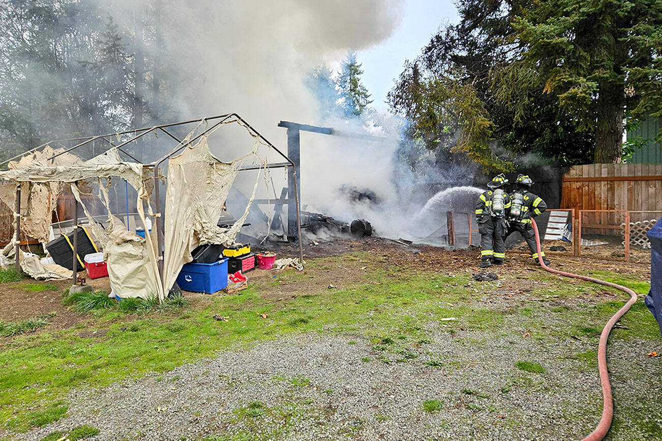A shed fire was extinguished early Friday morning. Chief Jake Patterson said firefighters knocked down the flames in about 10 minutes. The district responded with two fire engines, one ambulance and two chief officers. The Port Angeles Fire Department responded with one fire engine and one chief officer, along with Port Angeles police officers and Clallam County Sheriff’s deputies. (Clallam 2 Fire-Rescue)