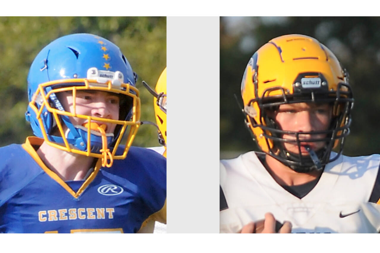 From left, Lukas Love, Crescent, and Nate Dahlgren, Forks.