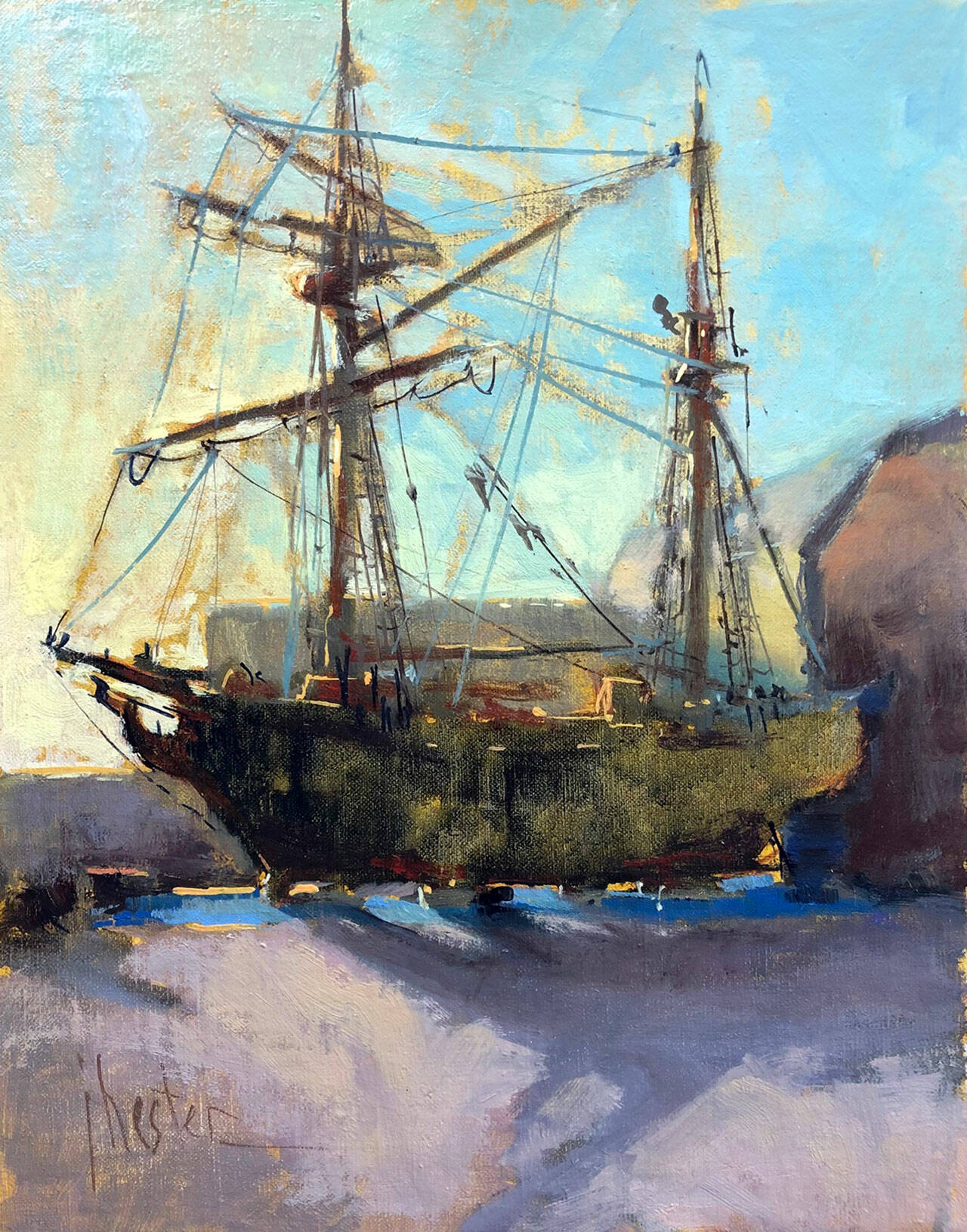 “The Last of the Hawaiian Chieftain” by Joyce Hester is part of the “Weather or Not” plein air show closing Sunday at Northwind Art’s gallery in downtown Port Townsend.