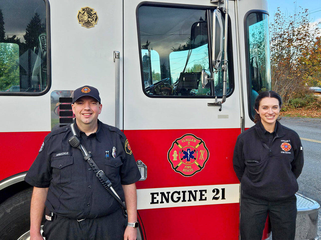 Firefighter/paramedic Gary Arbuckle and firefighter/EMT Kate Haworth have joined the district as full-time employees.