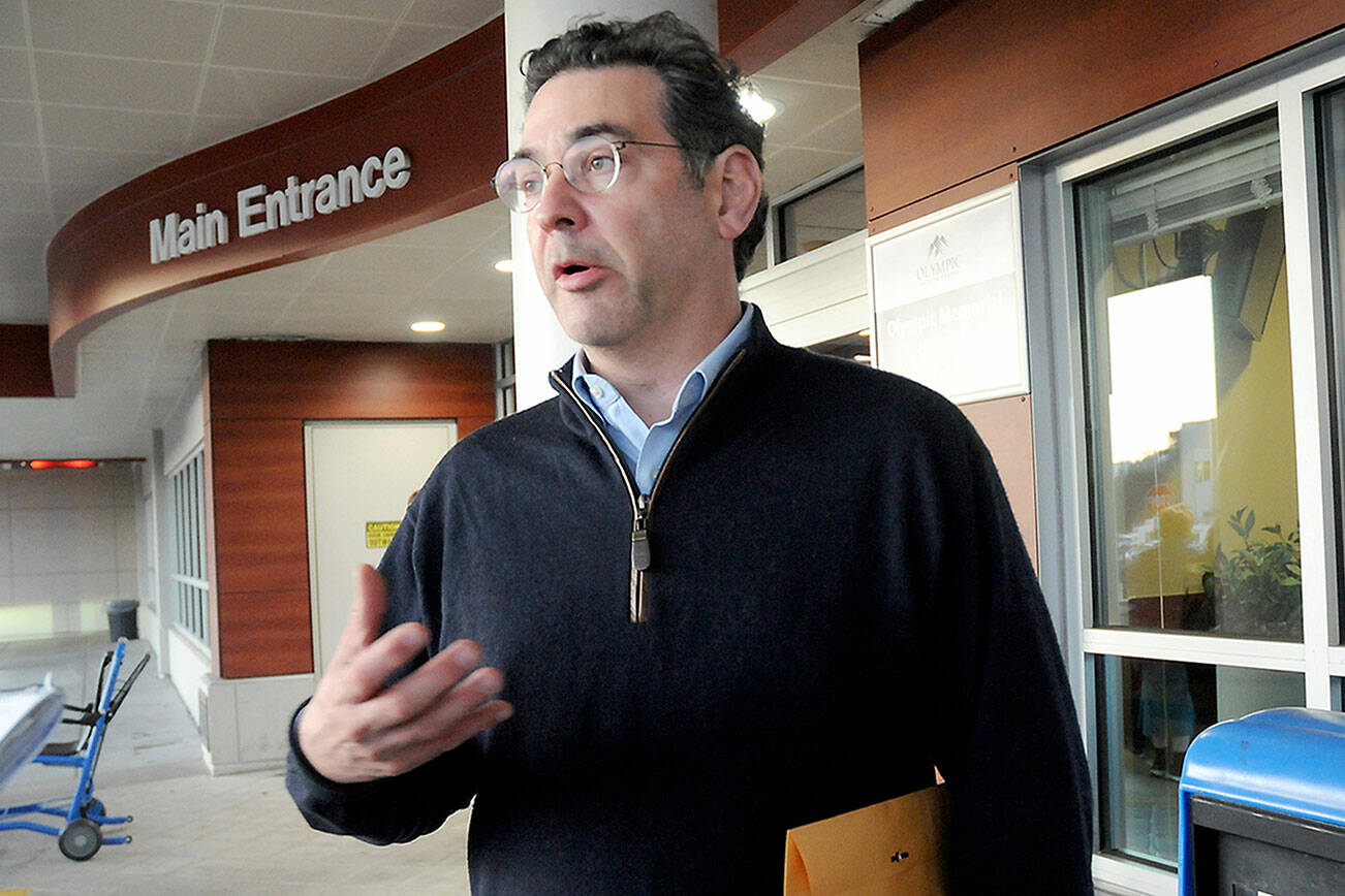 Jonathan Blum, principal deputy administrator and chief operating officer at the Centers for Medicare & Medicaid Services, speaks about the financial difficulties facing rural hospitals during a visit to Olympic Medical Center in Port Angeles. (Keith Thorpe/Peninsula Daily News)