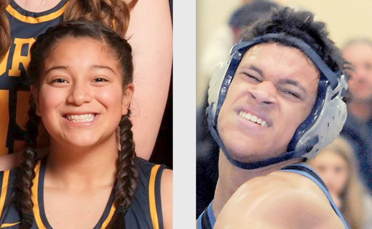 Janessa Ramos, left, Forks girls basketball, and Manaseh Lanphear-Ramirez, East Jefferson wrestling.