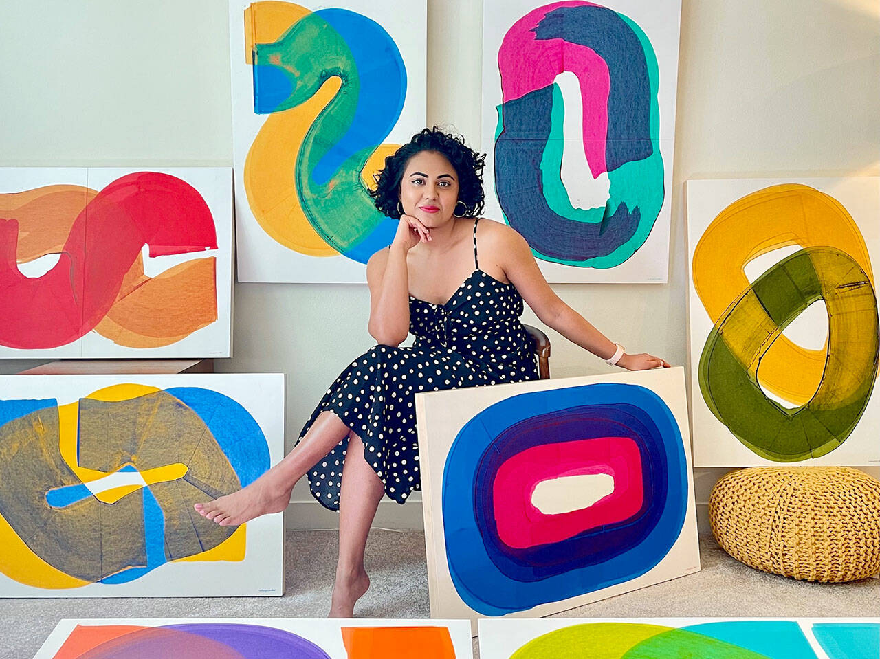 Painter Neha Panicker is one of five women artists in A Warm Embrace, the exhibition opening Saturday, March 2, at Northwind Art’s Jeanette Best Gallery in downtown Port Townsend. (photo courtesy of Neha Panicker)