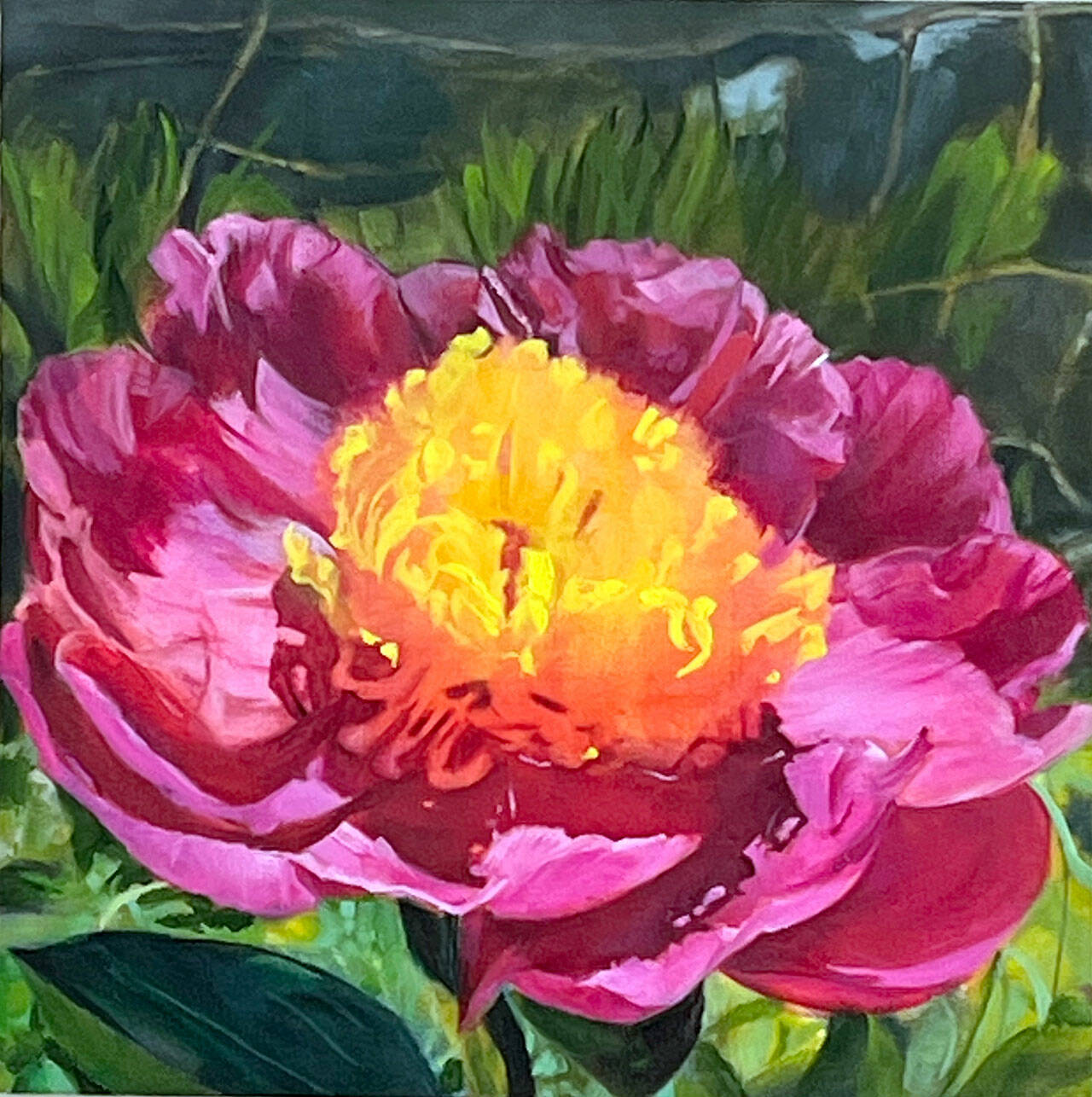 Vivian Matt’s “The Emperor’s Choice, the Peony” is among the paintings in Northwind Art’s new installation at Jefferson Healthcare Hospital. (Vivian Matt)