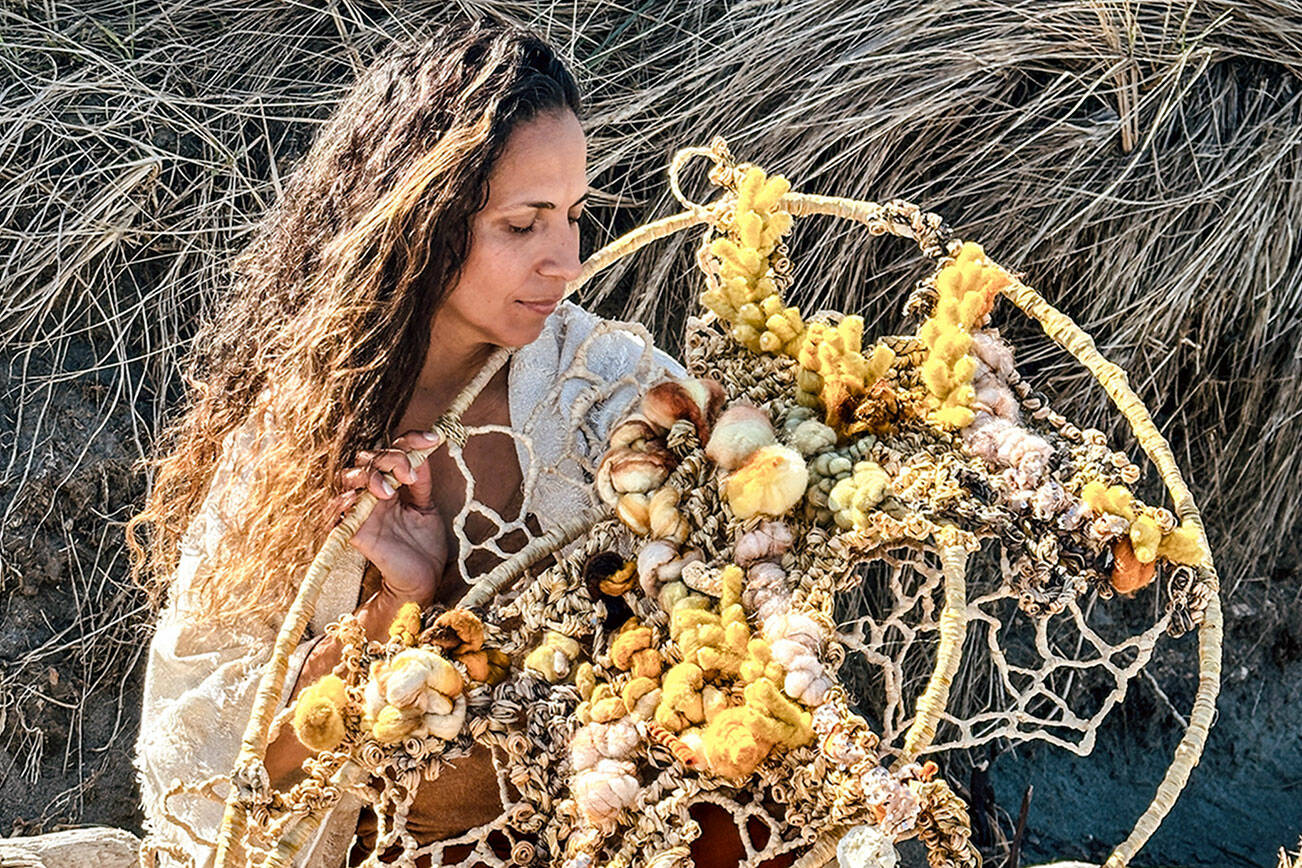 Tininha Silva of Port Townsend will bring her circular tapestry, “I Was Listening to the Ocean,” to Northwind Art’s Jeanette Best Gallery for the “Lush Language” exhibit. (Tininha Silva)