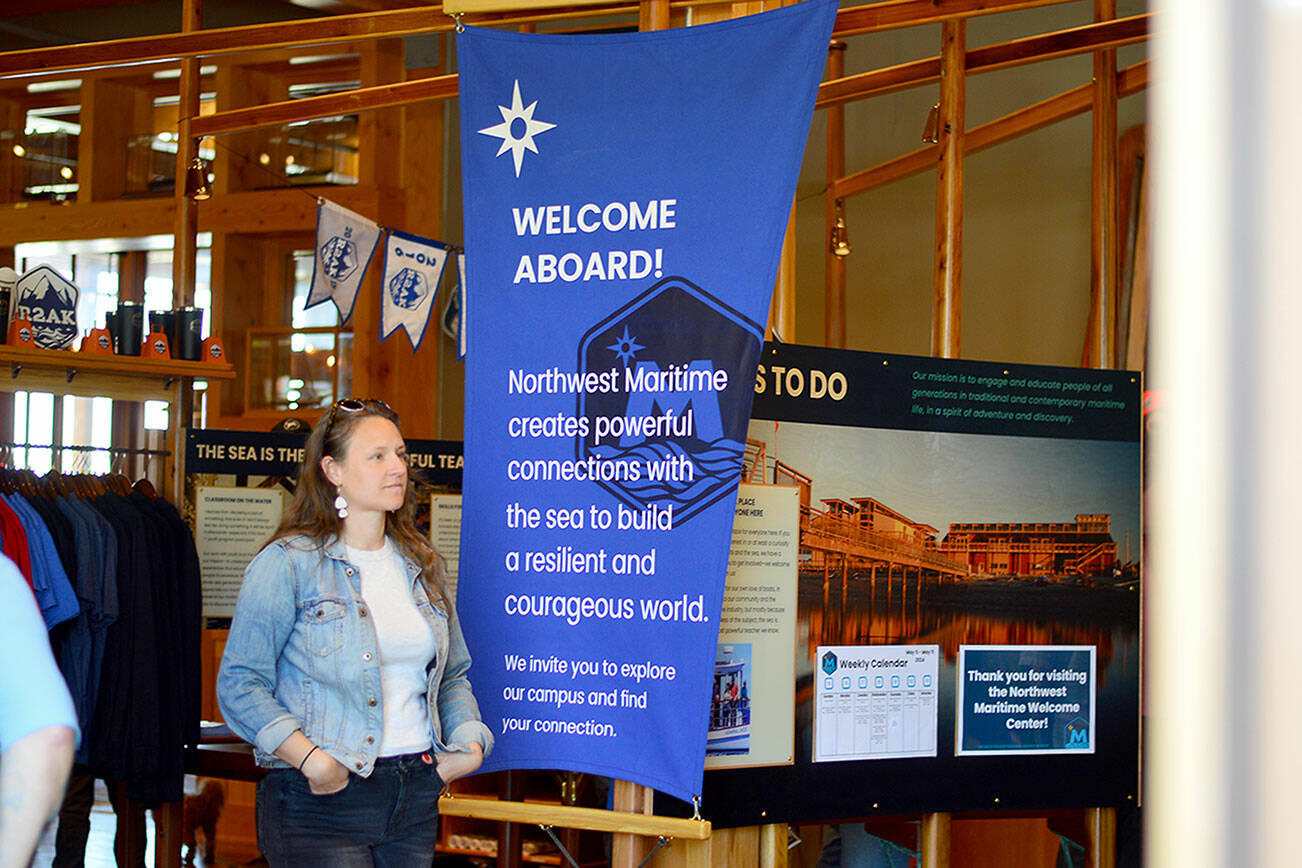 Alex Toombs of Port Townsend was among the first visitors to the Welcome Center at the Northwest Maritime Center on Thursday.  Diane Urbani de la Paz/For Peninsula Daily News