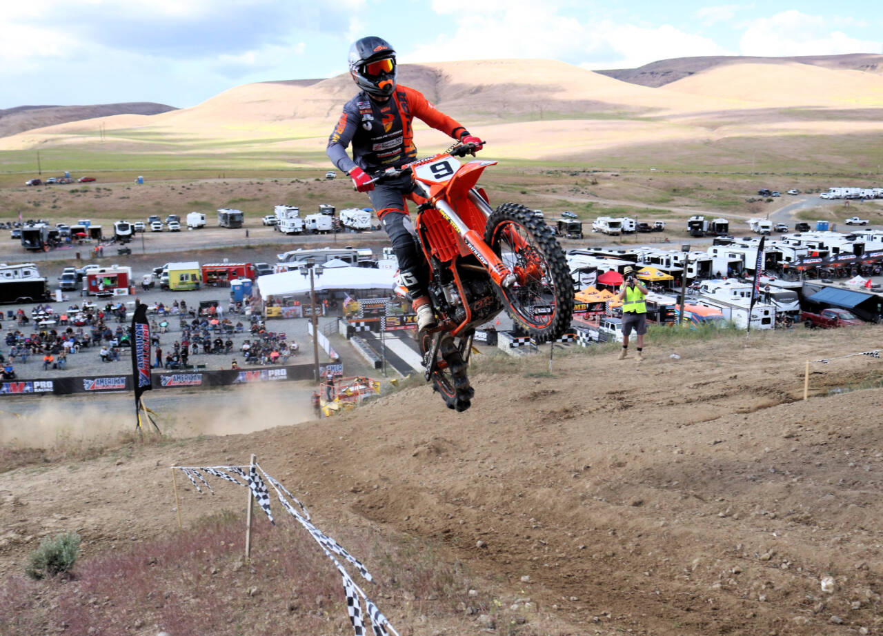 Jake Anstett of Port Angeles competes in the Nitro Nationals Hillclimb competition outside of Sunnyside this weekend. Anstett won three out of six races and finished second in three others. (Roger Harnack/Cheney Free Press)