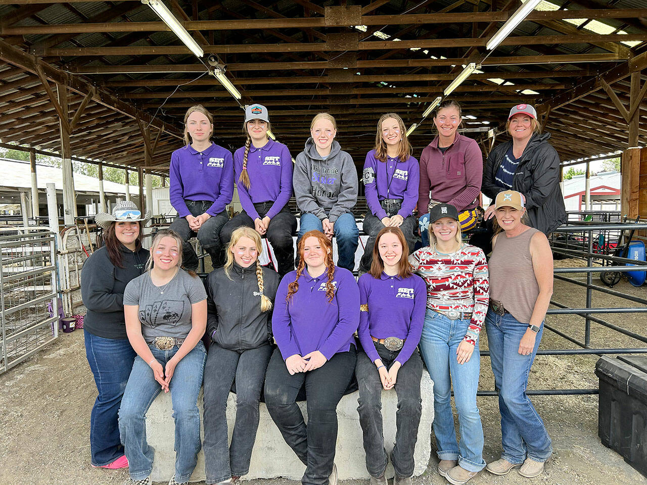 Front, left to right, Coach Natalie Blankenship, Paige Reed, Libby Swanberg, Joanna Seelye, Katelynn Middleton-Sharpe, Kennady Gilbertson, Coach Katie Newton. Back, left to right, Taylor Lewis, Lily Meyer, Asha Swanberg, Sydney Hutton, Coach Ady Crosby and Coach Misty Gilbertson. (Submitted photo)