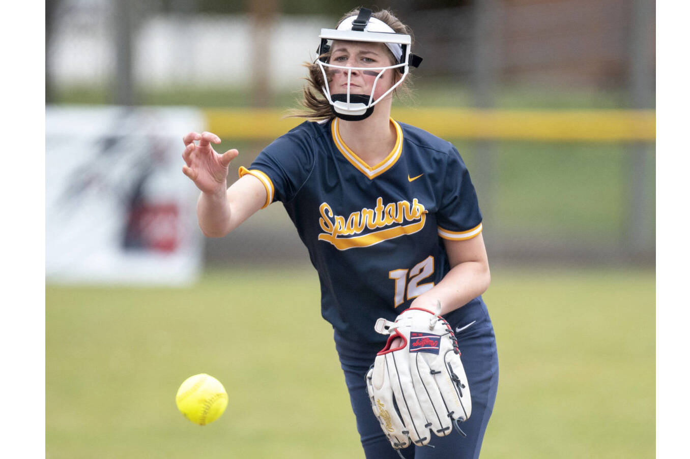 Forks’ Chloe Gaydeski delivers a pitch against Pe Ell/Willapa Valley. Gaydeski was named to the first-team all-Pacific League softball team, along with four of her teammates. (Eric Trent/The Chronicle)