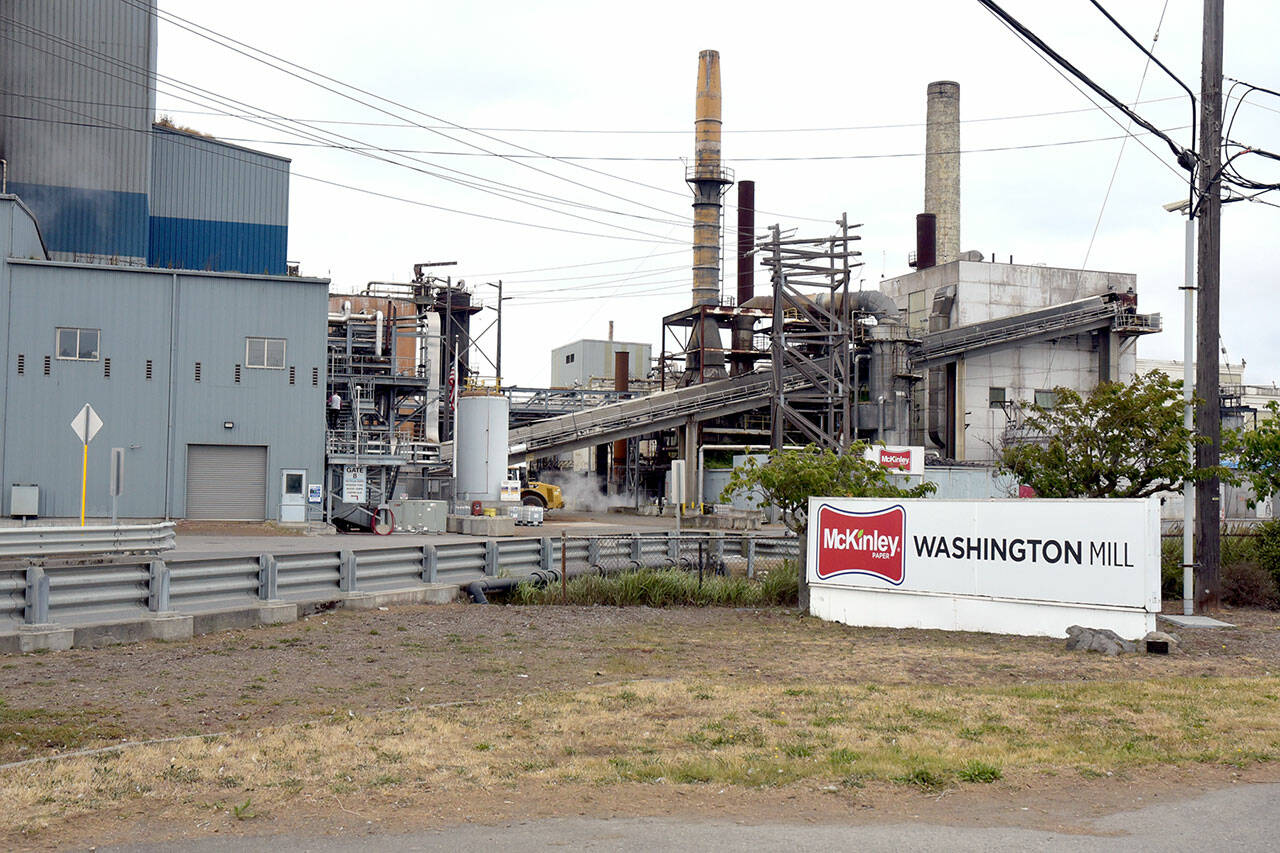 The McKinley Paper Mill in Port Angeles is scheduled to close at the end of August, laying off nearly 200 employees. (Keith Thorpe/Peninsula Daily News)