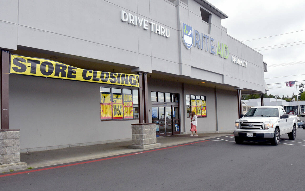 The Rite Aid store at 1940 E. First Street in Port Angeles Plaza will soon close due to corporate downsizing. The Rite Aid on South Lincoln Street in Port Angeles and the Sequim store at Fifth and Washington streets will remain open. Rite Aid declared Chapter 11 bankruptcy last October and has closed more than 500 stores nationwide, citing a need to “further reduce rent expense and strengthen overall financial performance.” (Keith Thorpe/Peninsula Daily News)