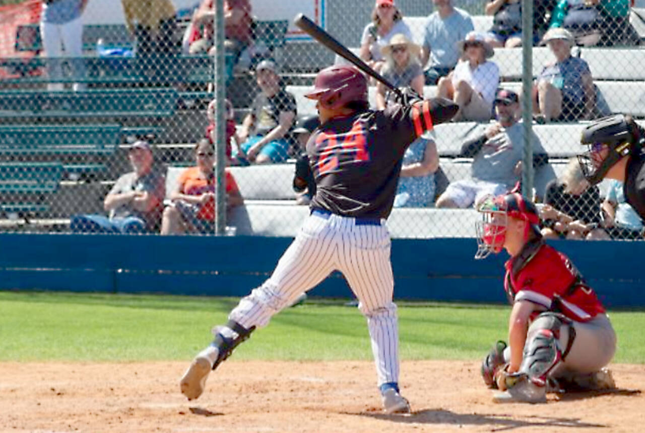 Port Angeles’ Julio Vasquez Jr. (24) was 2-for-5 in Monday’s victory. (Maevis Photography)