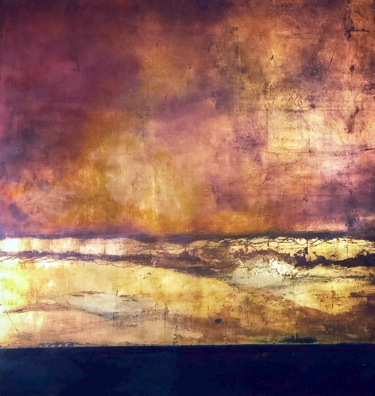 “Sky Light” is one of Jeanne Toal’s oil stick-and-metal leaf paintings in the “Elemental” show at Northwind Art’s gallery in downtown Port Townsend. (Jeanne Toal)