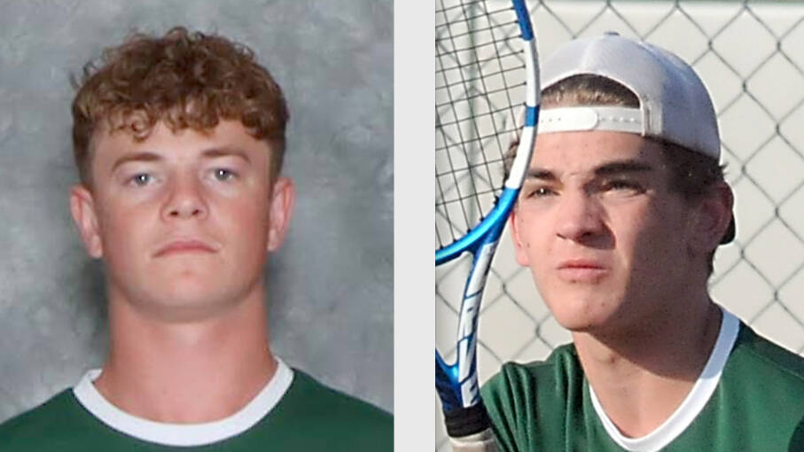 Luke Flodstrom, left, and Nathan Basden, Port Angeles boys tennis.