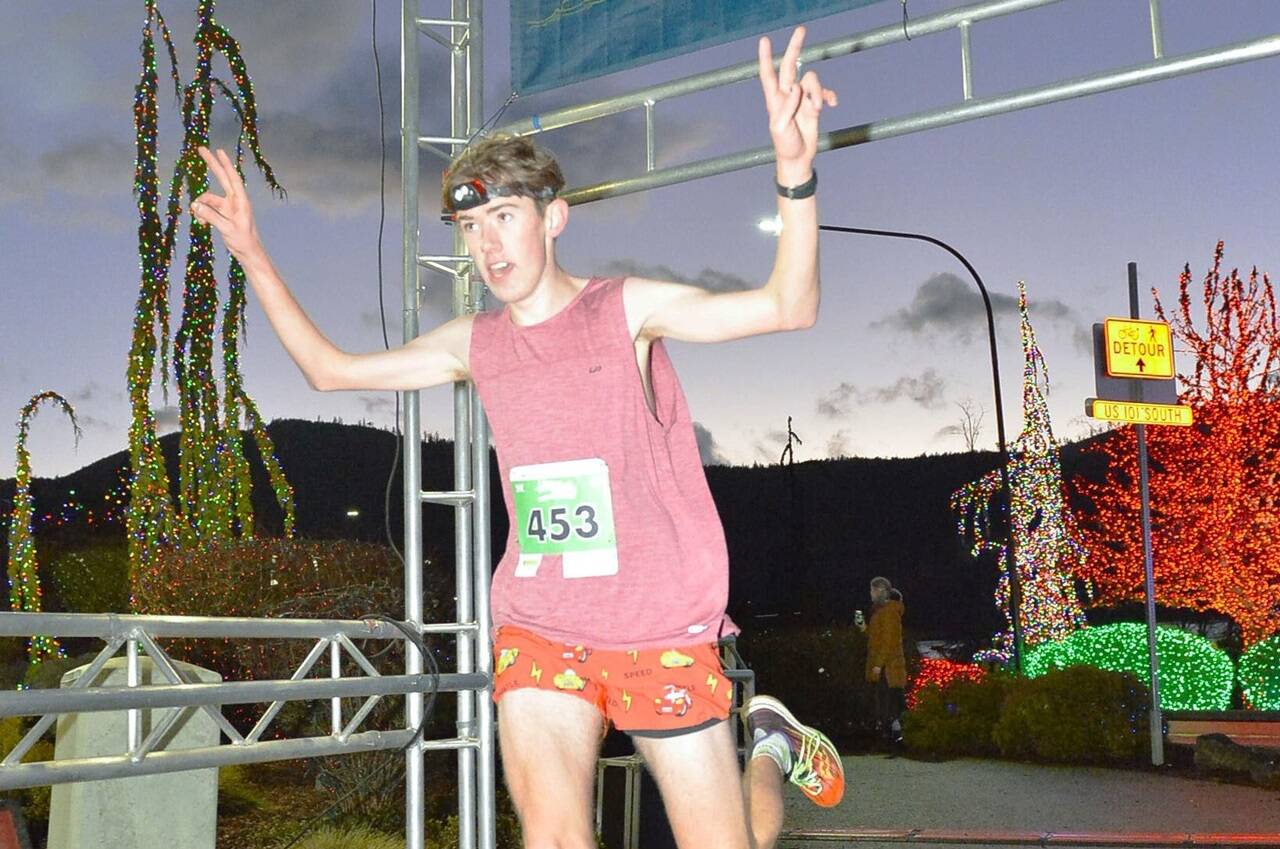 Dustin Hines of Port Townsend won the Jamestown Glow Run 5K, a year after finishing second in the same race. John Mauro, also of Port Townsend, won the 10K. Matt Sagan/Cascadia Films