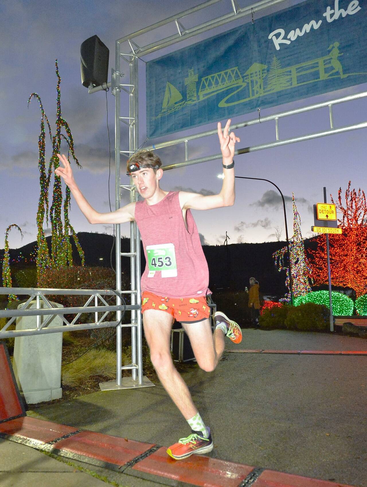 Dustin Hines of Port Townsend won the Jamestown S’Klallam Glow Run 5K, a year after finishing second in the same race. John Mauro, also of Port Townsend, won the 10K. (Run the Peninsula)