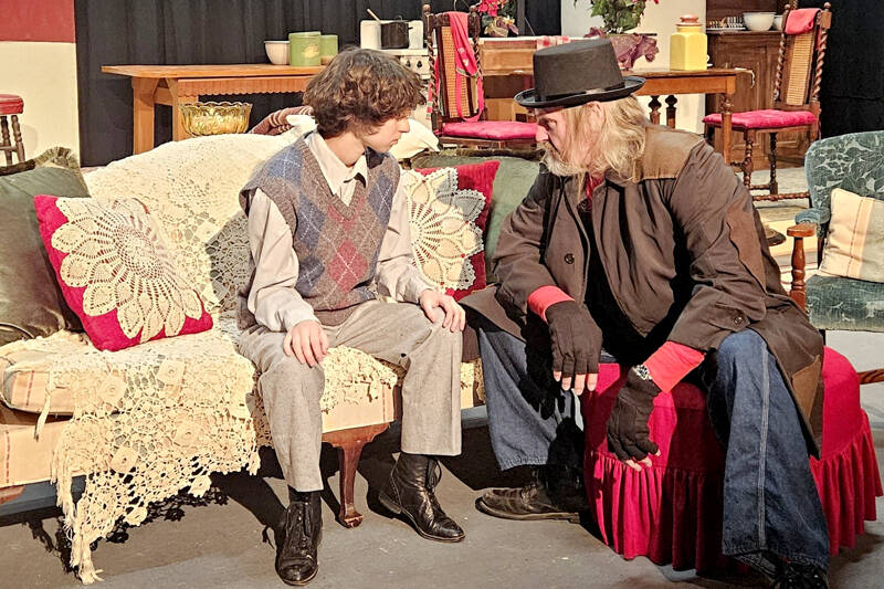 Charlie Medlong of Sequim, left, and Ben Vanderheiden of Port Angeles at a recent rehearsal of “Christmas Dreams.”