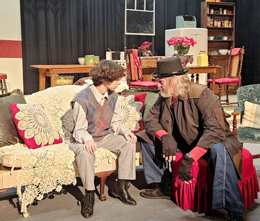 Charlie Medlong of Sequim, left, and Ben Vanderheiden of Port Angeles at a recent rehearsal of “Christmas Dreams.”