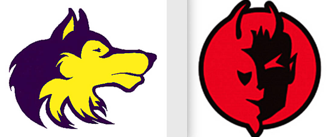 Sequim Wolves, left, and Neah Bay Red Devils.