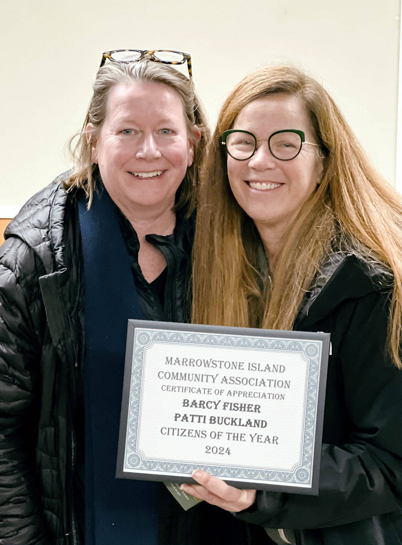 Barcy Fisher, left, and Patti Buckland have been selected as the 2024 Marrowstone Island Citizens of the Year.