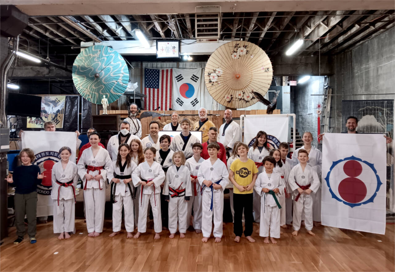 Students at White Crane Martial Arts in downtown Port Angeles attended a lecture on the history and philosophy of martial arts by visiting grandmaster Mike Foulk from Vancouver.